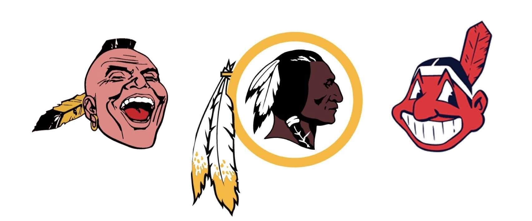 Fotografía original de logos de la NFL: Redskins, Cleveland Indians, Atlanta Braves
